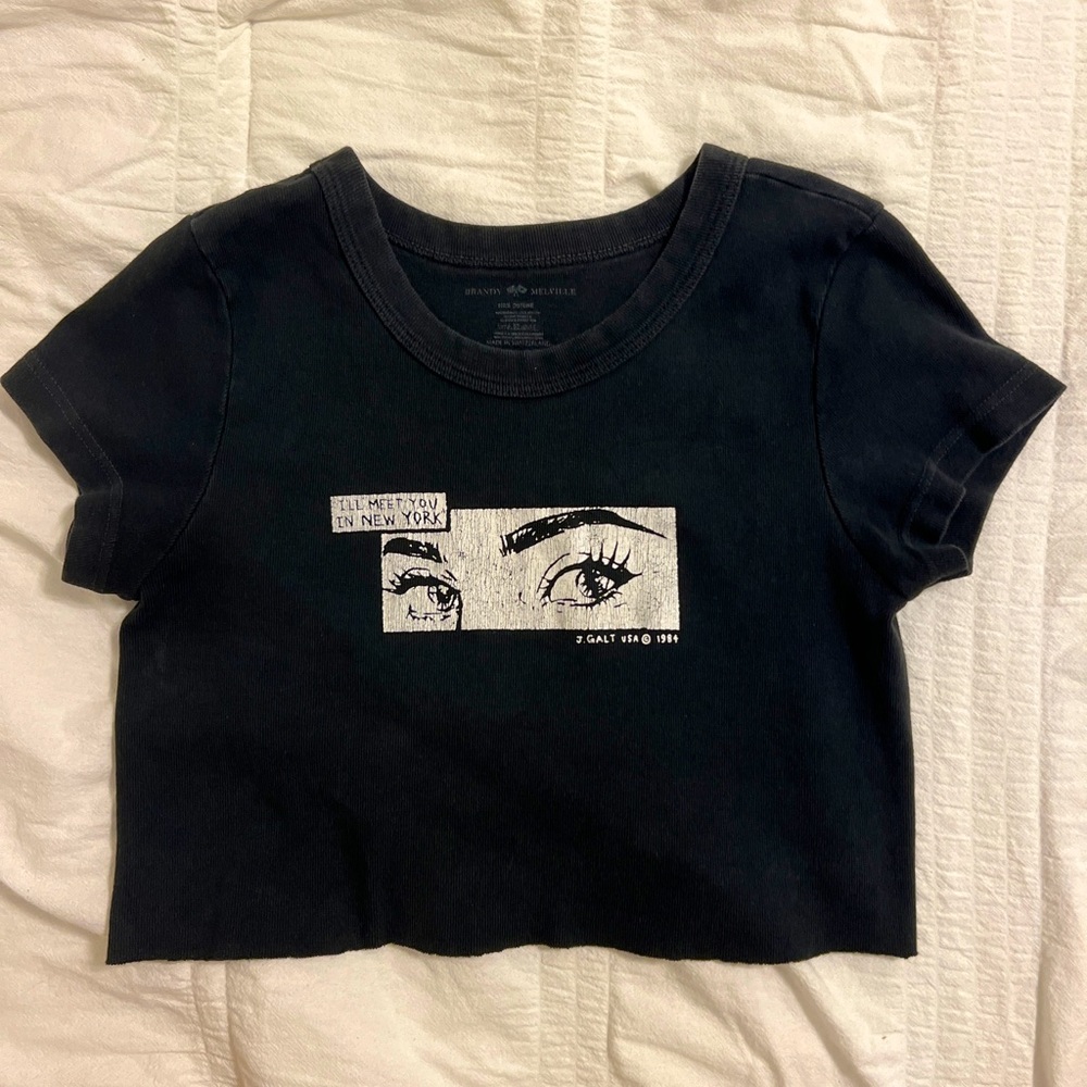 pacsun black graphic crop top